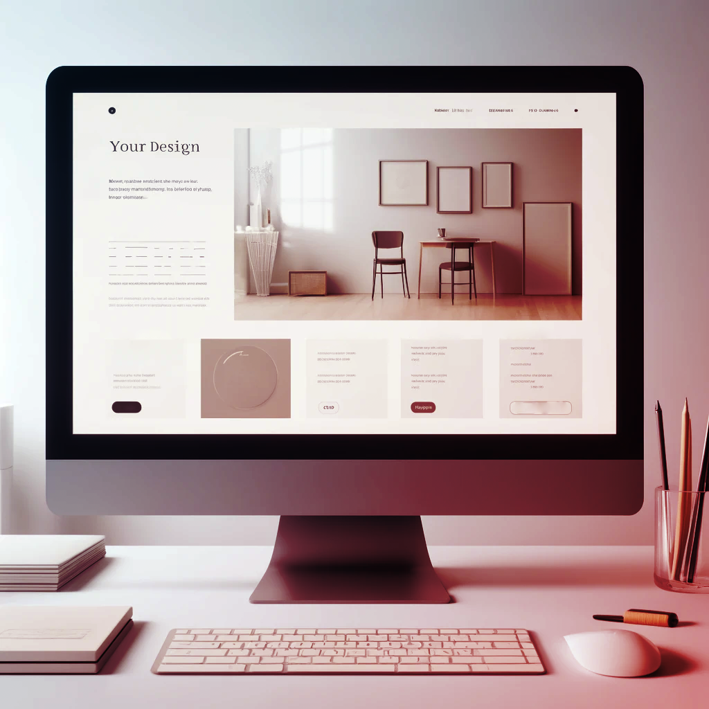 DALLE 2024 05 30 11.31.31 A clean and minimalistic web design layout on a computer screen emphasizing simplicity and elegance. The design features a subtle color palette with
